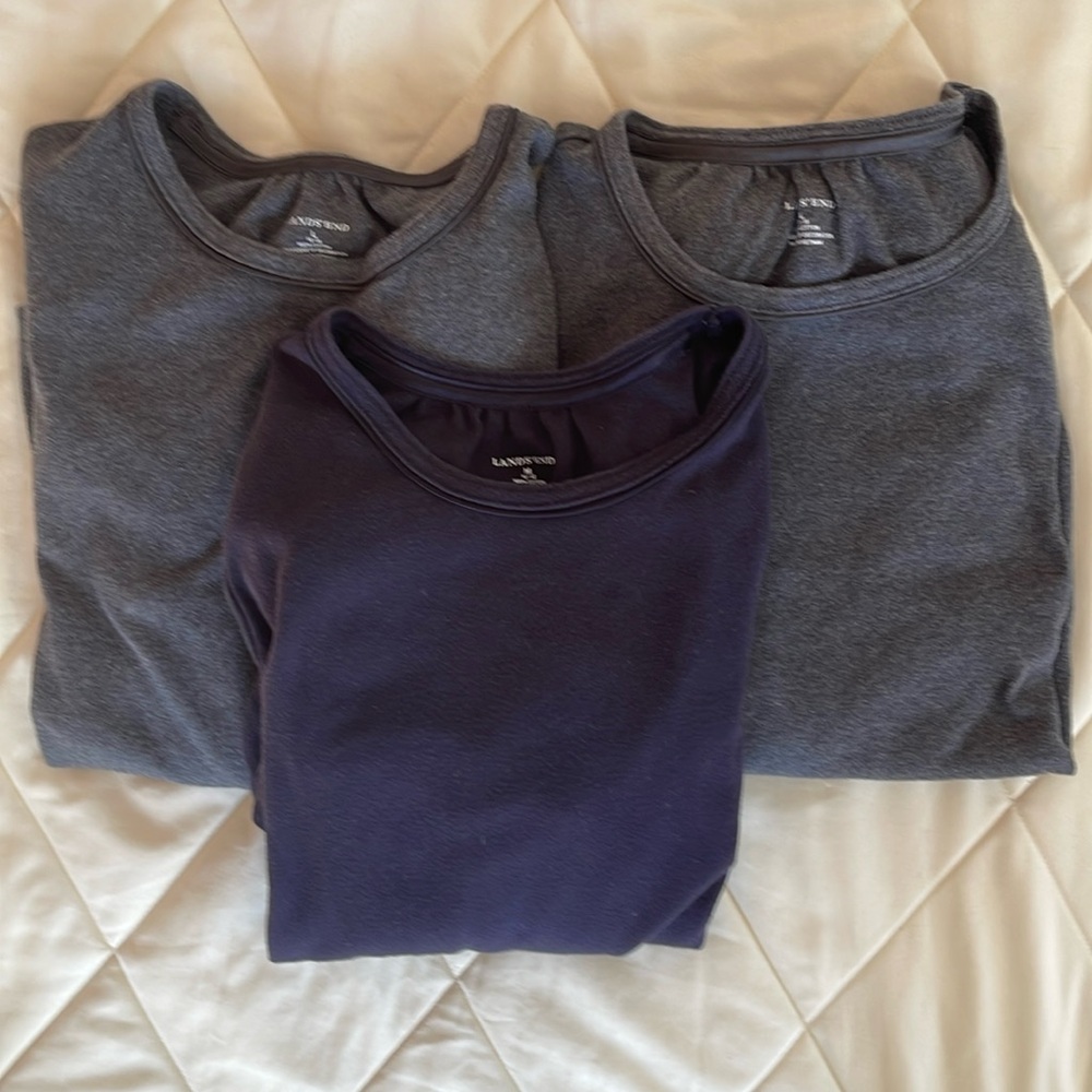 3 💯%cotton Lands’ End long sleeve tops women’s medium and large neutral colors